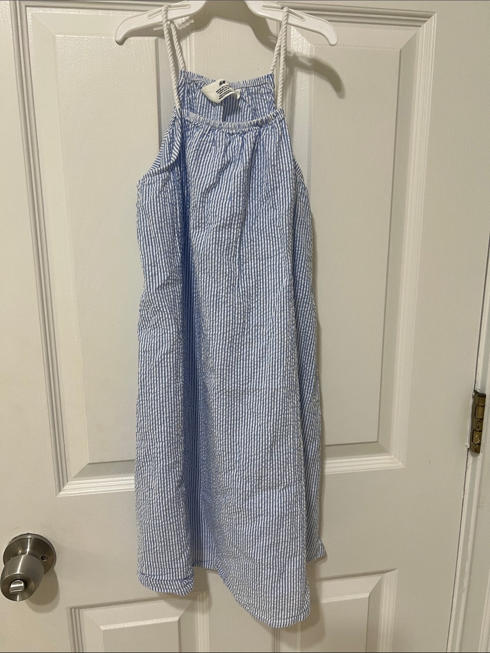 H&M Blue and White Striped Sundress with Rope Straps